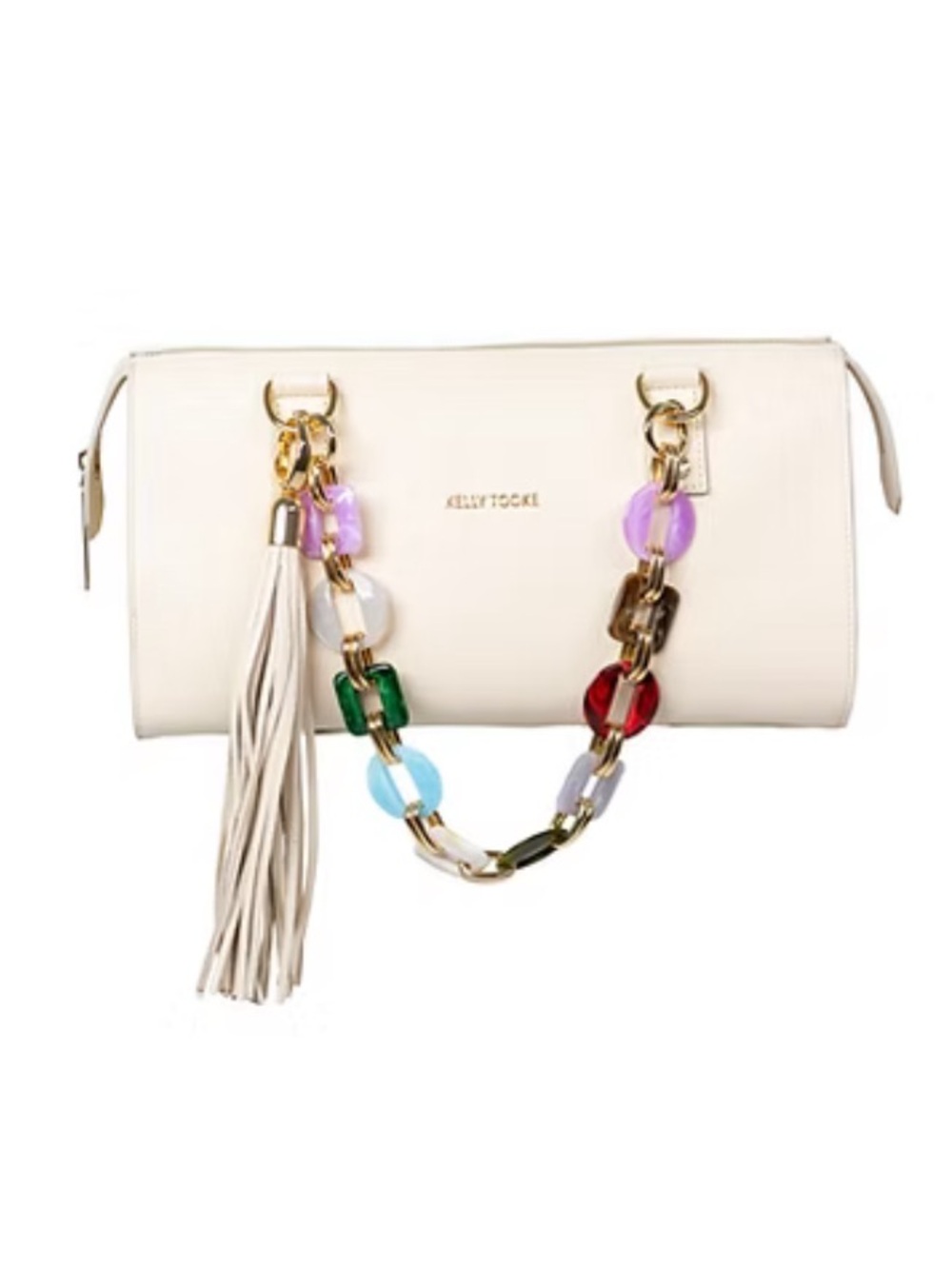 Kelly Tooke Soho Leather Purse in Patent Grey with multicolor chain strap - Picture 16 of 16